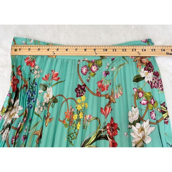 PINKO Women's Green Floral Garden Print Pleated Midi Skirt Size 8/44 - Picture 10 of 11